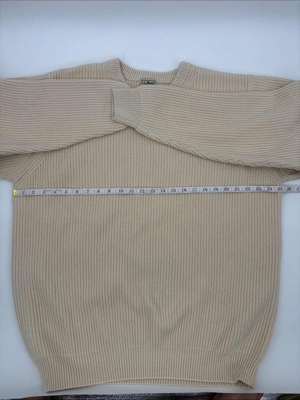 L.L. Bean Men’s 100% Cotton Ribbed Crewneck Sweater in Cream Size XXL - Tall - Picture 6 of 7